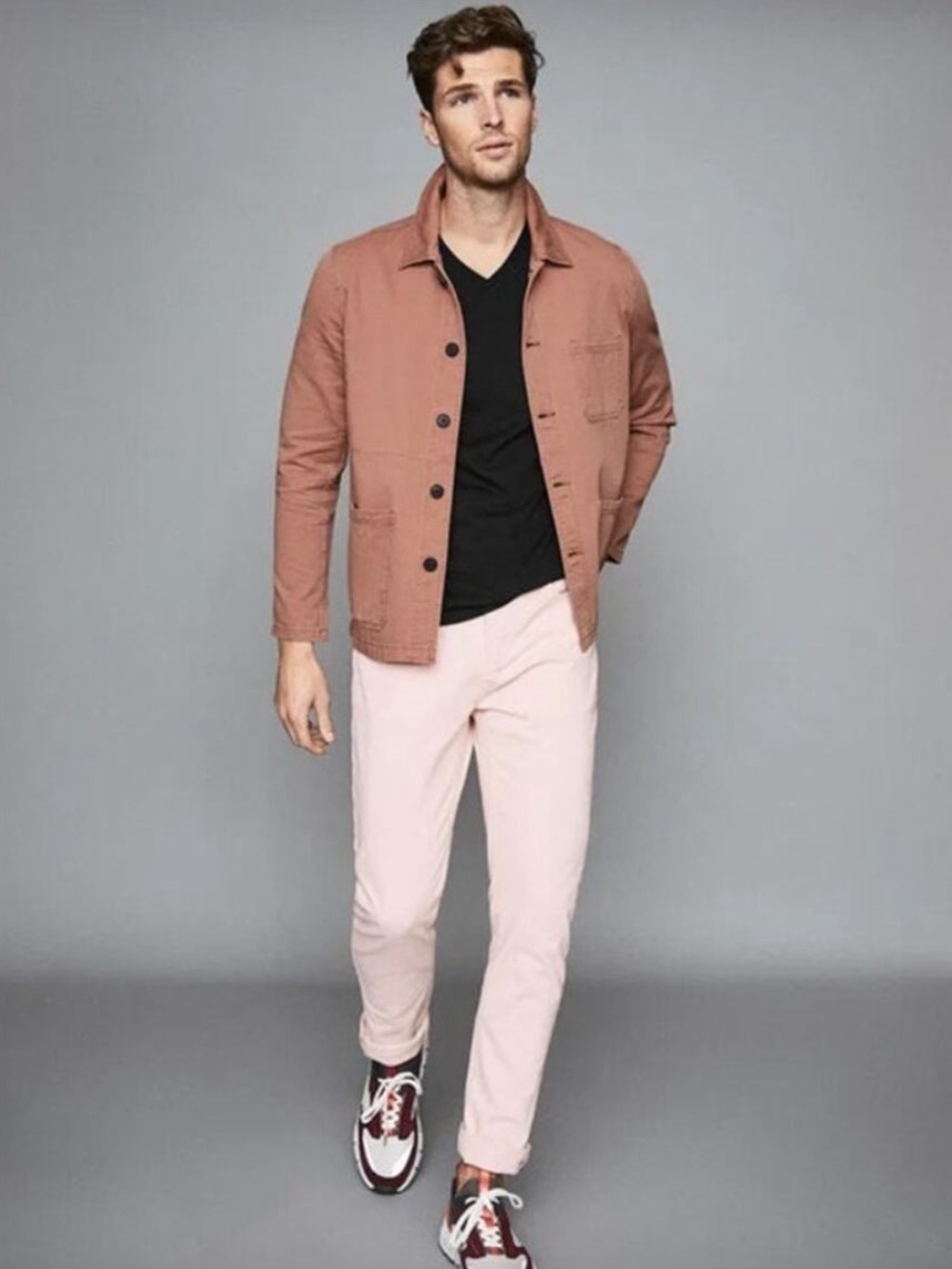 REISS Spruce Slim Fit Jeans Size 32 Waist NEW Pink Fabric Denim Mid Rise